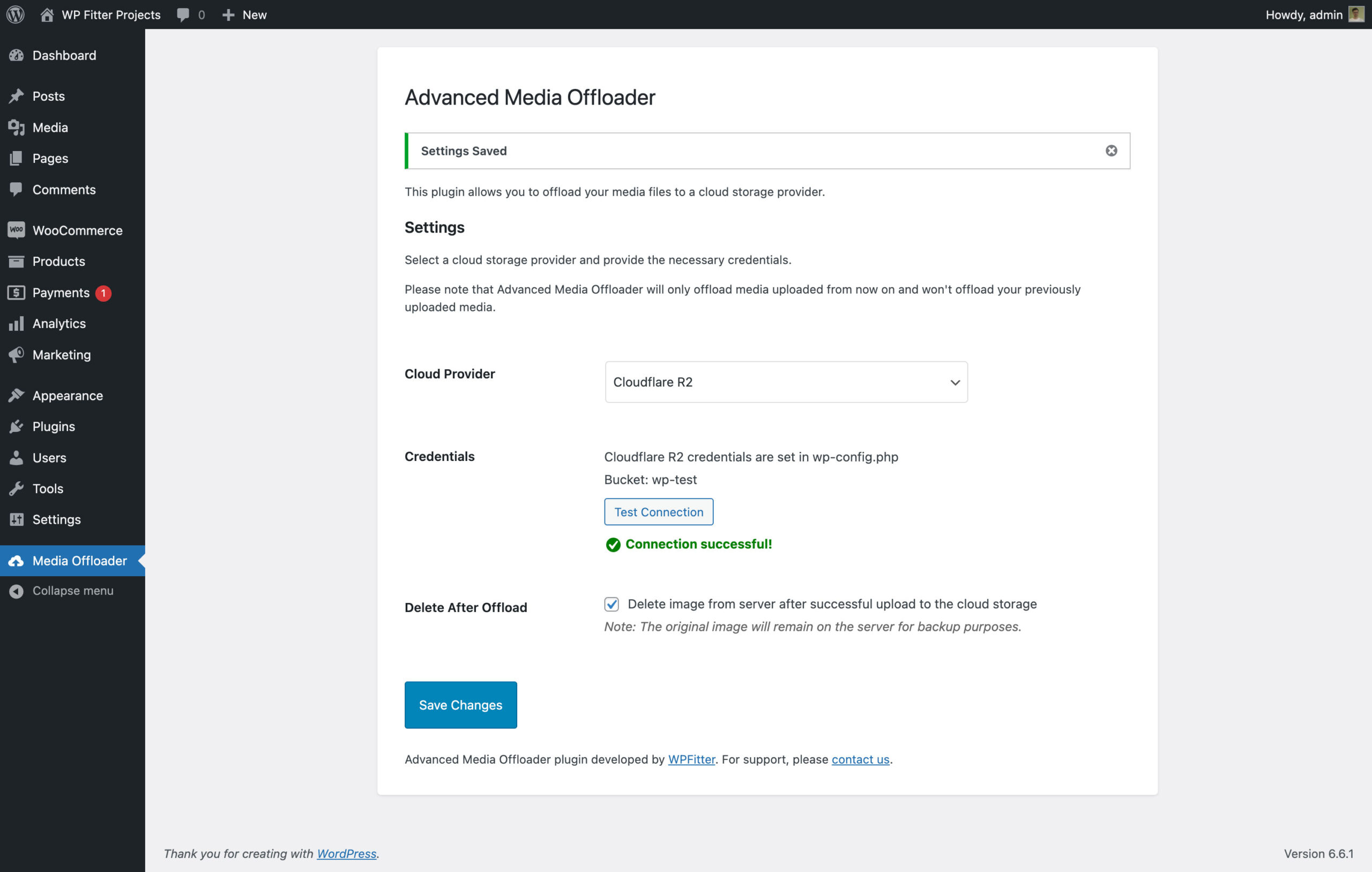 Advanced Media Offloader Settings Page