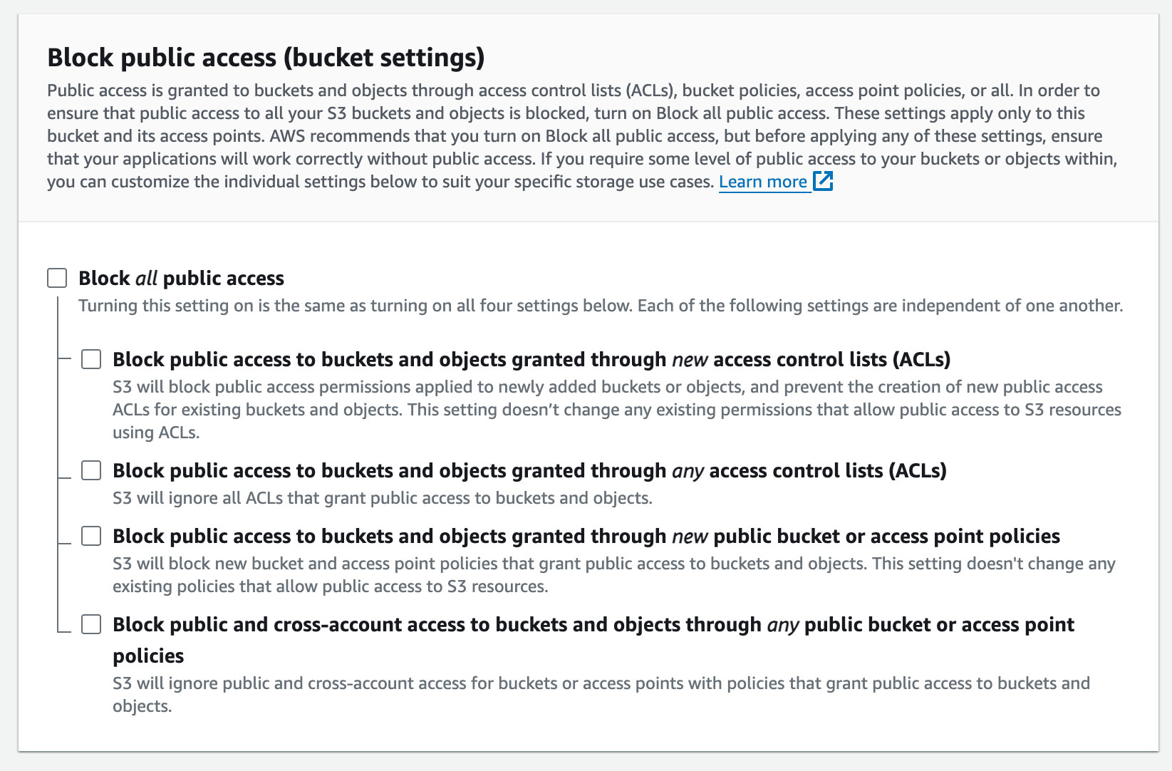 How to Offload WordPress Media Files to Amazon S3: Accelerate with Cloudflare CDN 17 Unblock public access to bucket